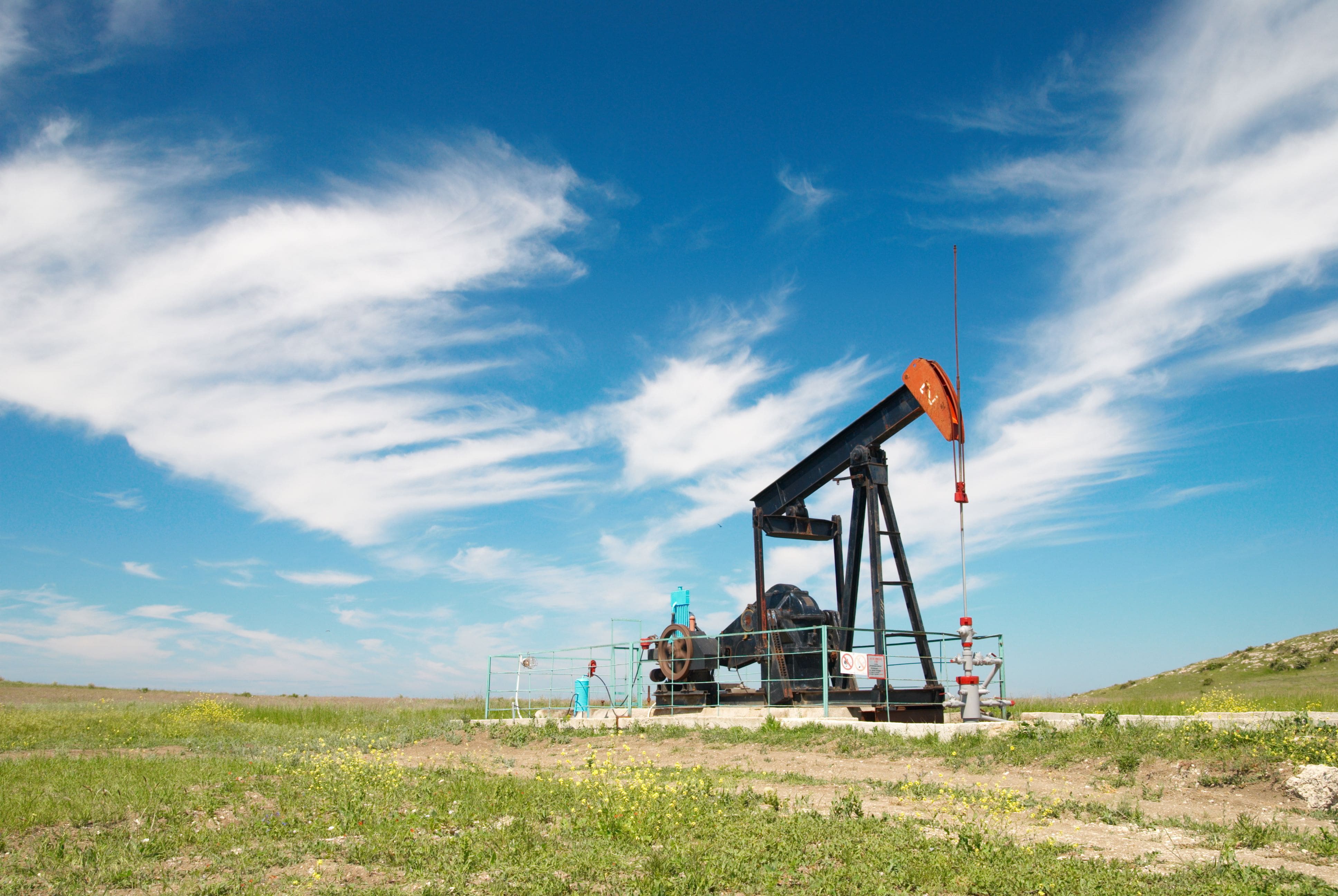 Oilfield landscape with pumpjacks
